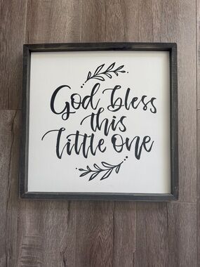 Hobby Lobby Black and White 'God Bless This Little One' Framed Wall Art